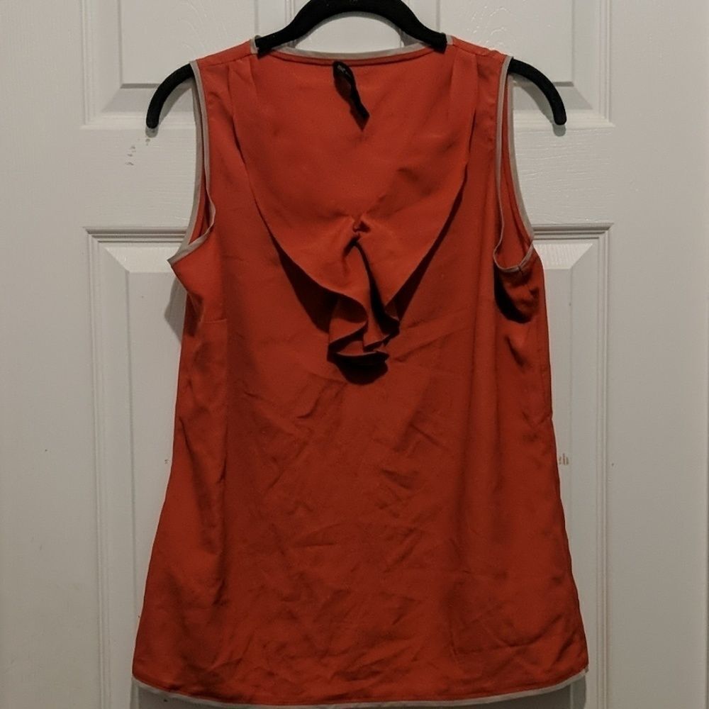 The Limited burnt orange tan trim blouse Sz M